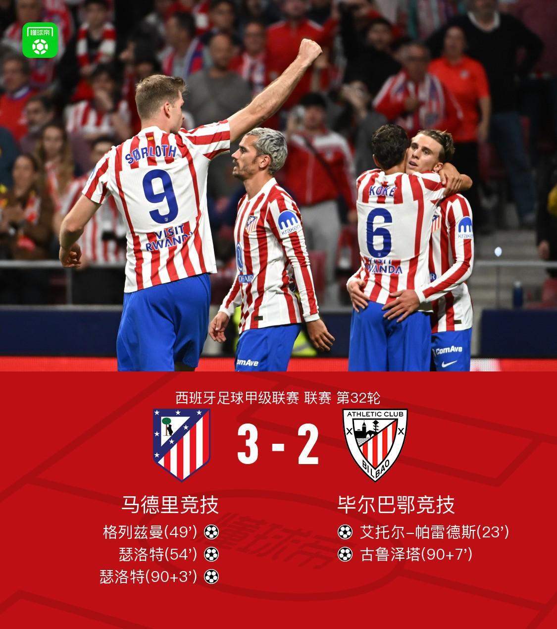 vip 注册地址-马竞3-2毕包，格列兹曼建功，瑟洛特双响